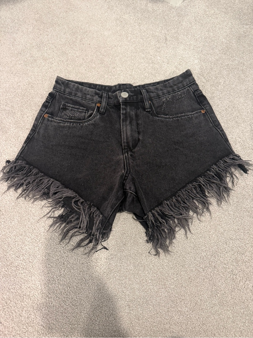Blank NYC Black Frayed Hem Denim Shorts